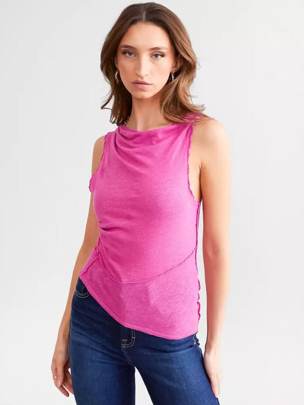 Free People We The Free Fall For Me Asymmetric Tank M Pink